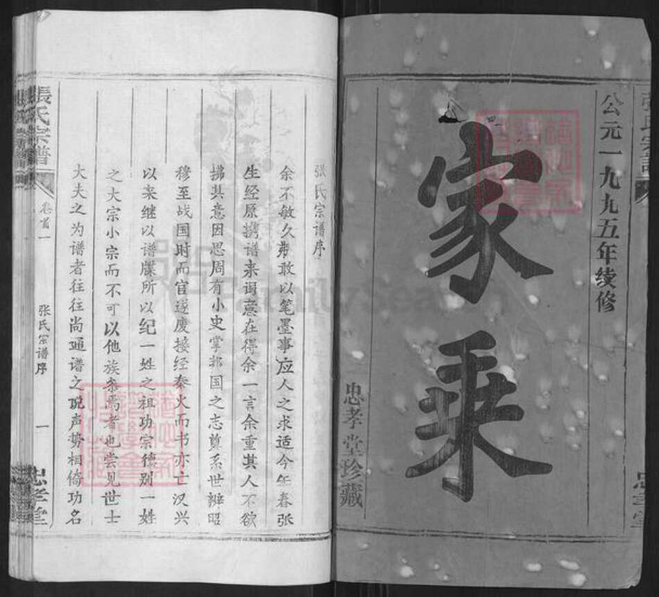 湖北省鄂州市华容区华容镇张氏忠孝堂族谱-张氏宗谱.pdf电子版预览图1