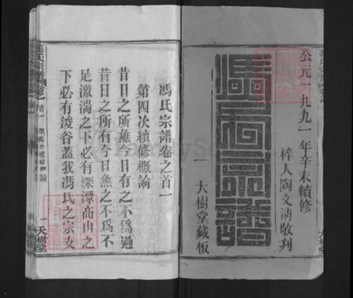 湖北省武汉市黄陂区冯氏大树堂族谱-冯氏宗谱.pdf电子版预览图1