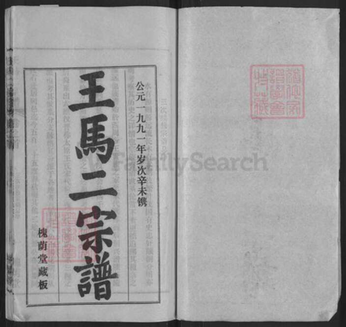 湖北省黄冈市王氏槐荫堂族谱-王马二宗谱.pdf电子版预览图1