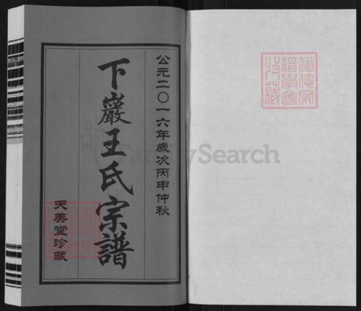 江苏省常州市武进县前黄镇王氏天美堂族谱-下严王氏宗谱.pdf电子版预览图1
