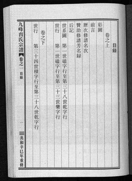 浙江曺氏族谱-九峰曺氏宗谱 [2卷].pdf电子版预览图1