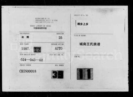 湖南王氏族谱-上湘城南王氏族谱 [残卷].pdf电子版缩略图