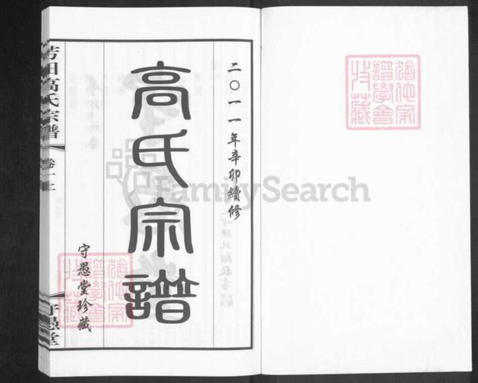 江苏省常州市武进县高氏守愚堂族谱-晋陵芳田高氏宗谱.pdf电子版预览图1