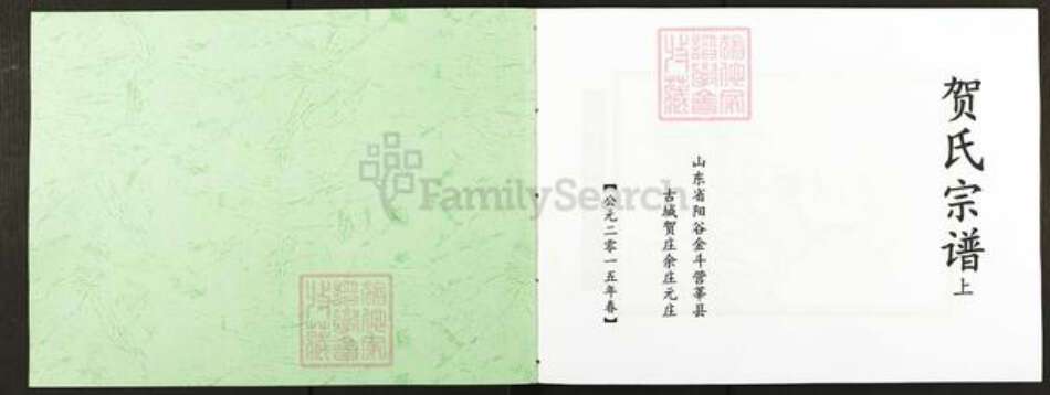 山东省聊城市阳谷县贺氏族谱-贺氏宗谱.pdf电子版预览图1