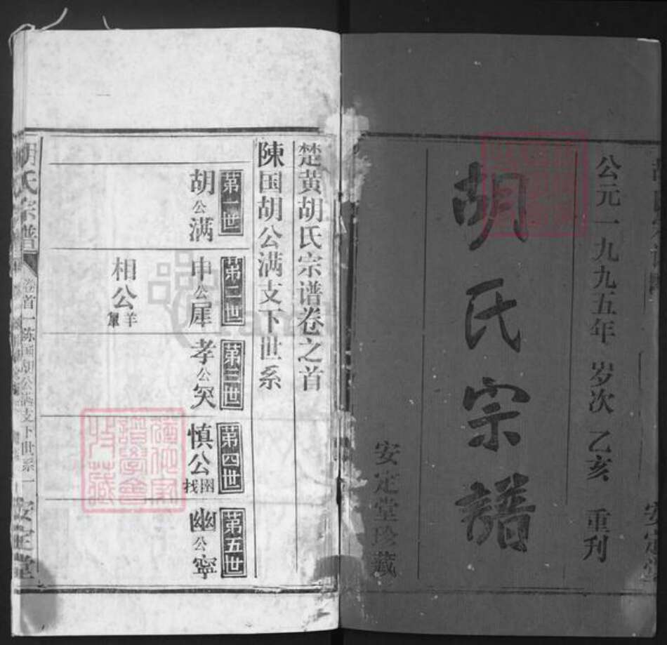 湖北省黄冈市红安县胡氏安定堂族谱-胡氏宗谱.pdf电子版预览图1