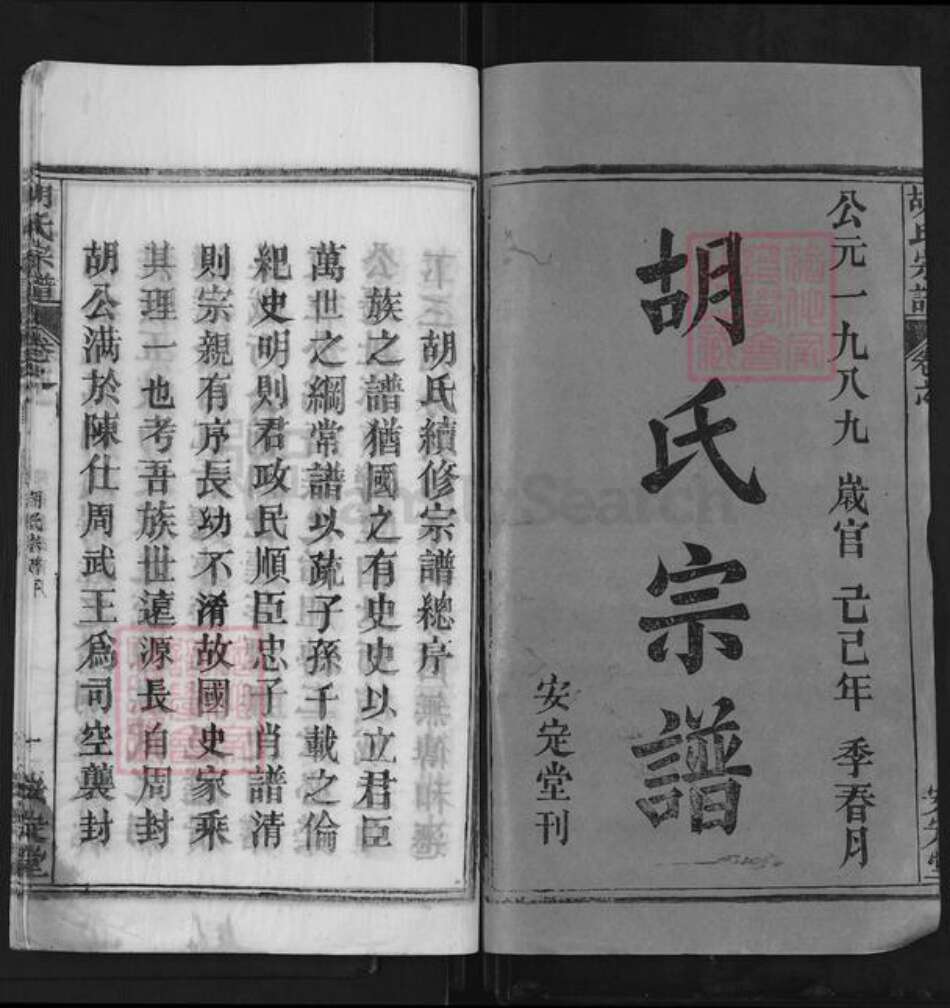 湖北省武汉市新洲区胡氏安定堂族谱-胡氏宗谱.pdf电子版预览图1