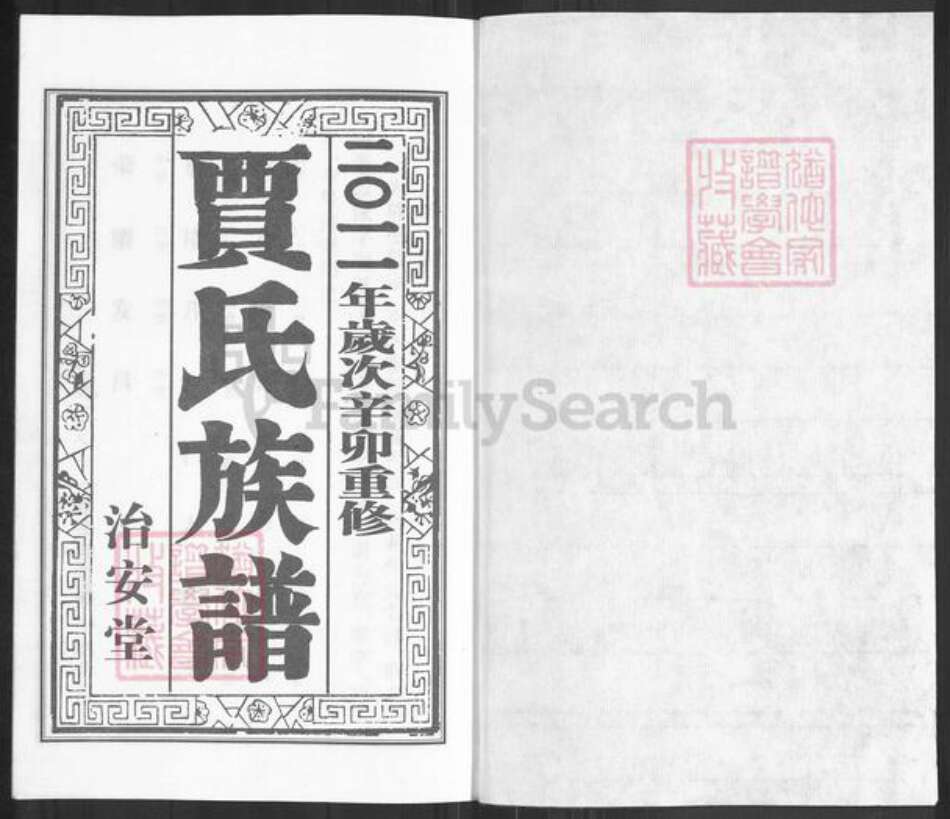 江苏省泰州市泰兴市贾氏治安堂族谱-贾氏族谱.pdf电子版预览图1