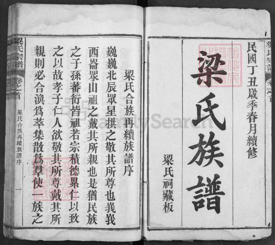 湖北省黄冈市麻城市白果镇梁氏族谱-梁氏族谱.pdf电子版预览图1