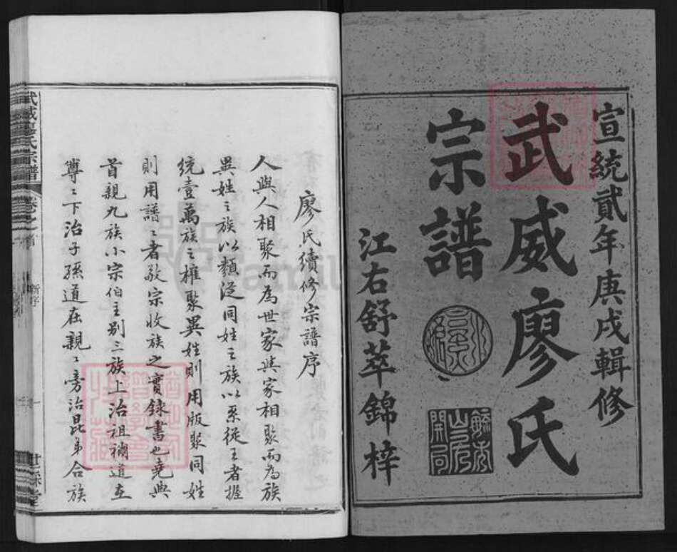 浙江省衢州开化县廖氏世彩堂族谱-武威廖氏宗谱.pdf电子版预览图1