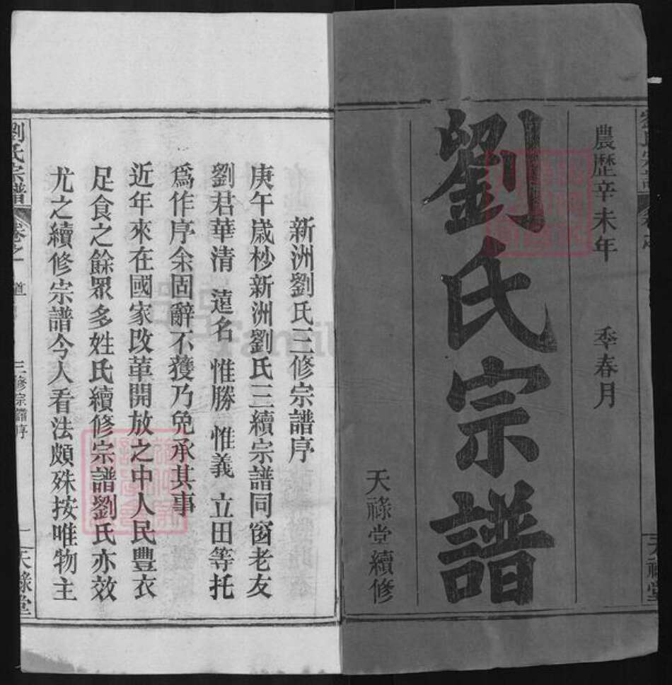 湖北省武汉市新洲区刘氏天禄堂族谱-刘氏宗谱.pdf电子版预览图1