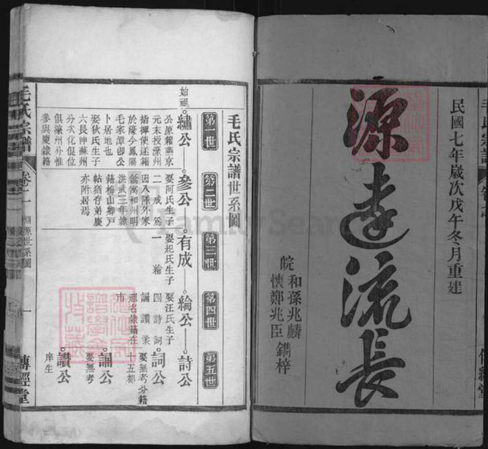 安徽省滁州市凤阳县毛氏傅经堂族谱-环峰毛氏宗谱.pdf电子版预览图1