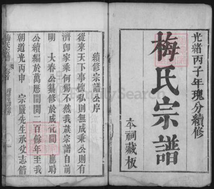 湖北省武汉市新洲区梅氏族谱-梅氏宗谱.pdf电子版预览图1