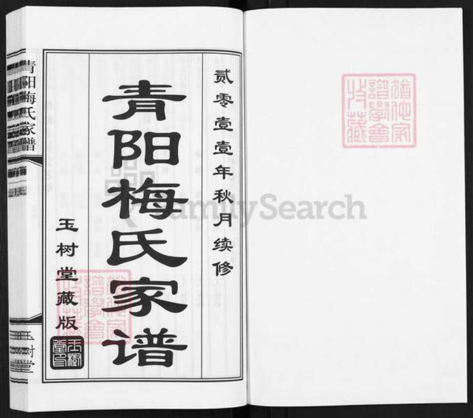 江苏省无锡市江阴市青阳镇梅氏玉树堂族谱-江苏江阴下庄坝支.梅氏家谱.pdf电子版预览图1