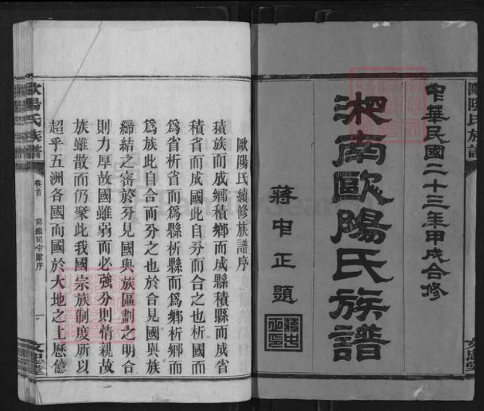 湖南省郴州市宜章县湖南省郴州市资兴市欧阳氏文忠堂族谱-湘南欧阳氏通谱.pdf电子版预览图1