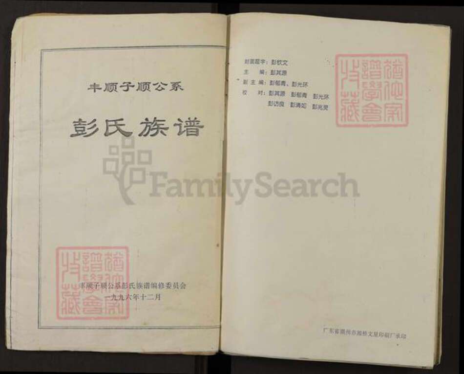 广东省梅州市丰顺县龙岗镇彭氏族谱-彭氏族谱.pdf电子版预览图1