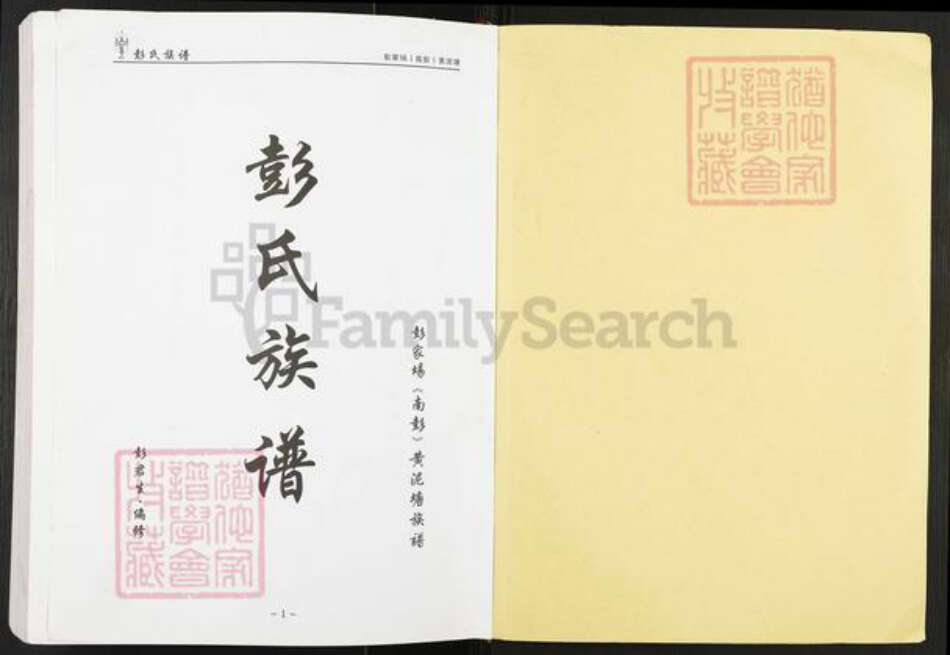 重庆市巴南区彭氏光裕堂族谱-彭氏族谱.pdf电子版预览图1