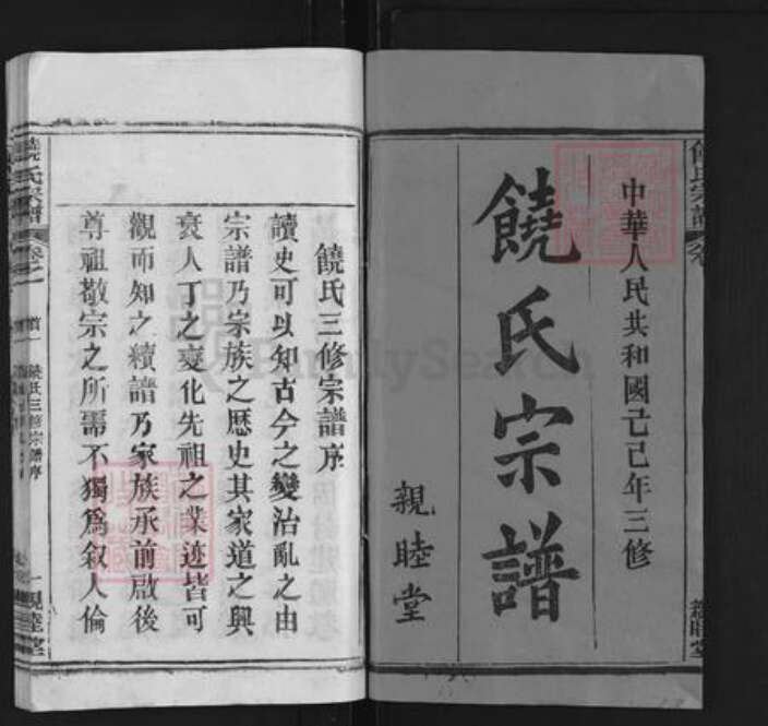 湖北省黄冈市饶氏亲睦堂族谱-饶氏宗谱 [14卷,首2卷].pdf电子版预览图1