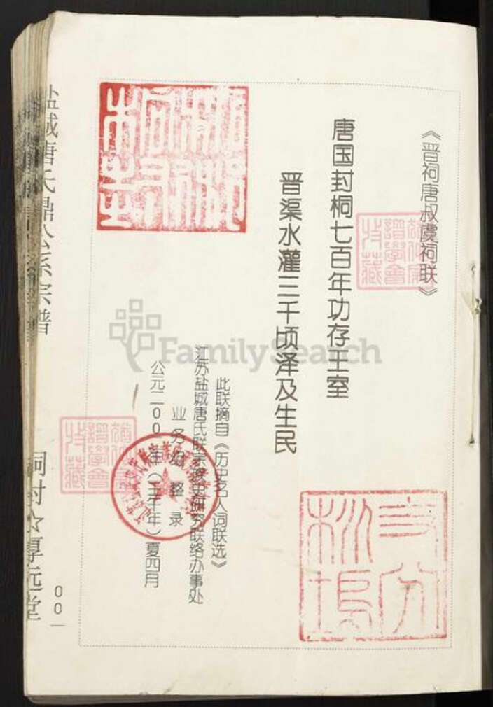 江苏省盐城市亭湖区唐氏厚远堂族谱-盐城唐氏鼎公系宗谱.pdf电子版预览图1