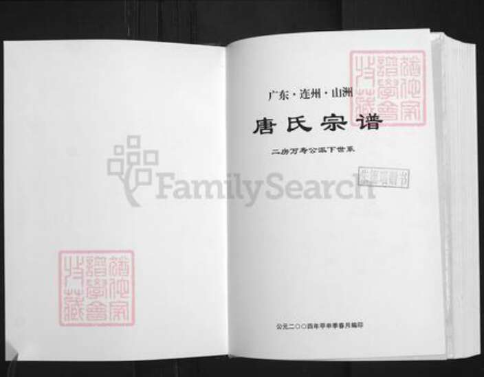 广东省清远市连州市唐氏族谱-唐氏宗谱.二房万寿公派下世系.pdf电子版预览图1
