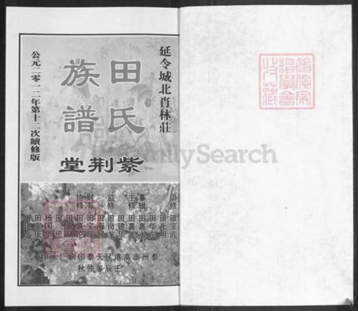 江苏省泰州市泰兴市田氏紫荆堂族谱-田氏族谱.pdf电子版预览图1