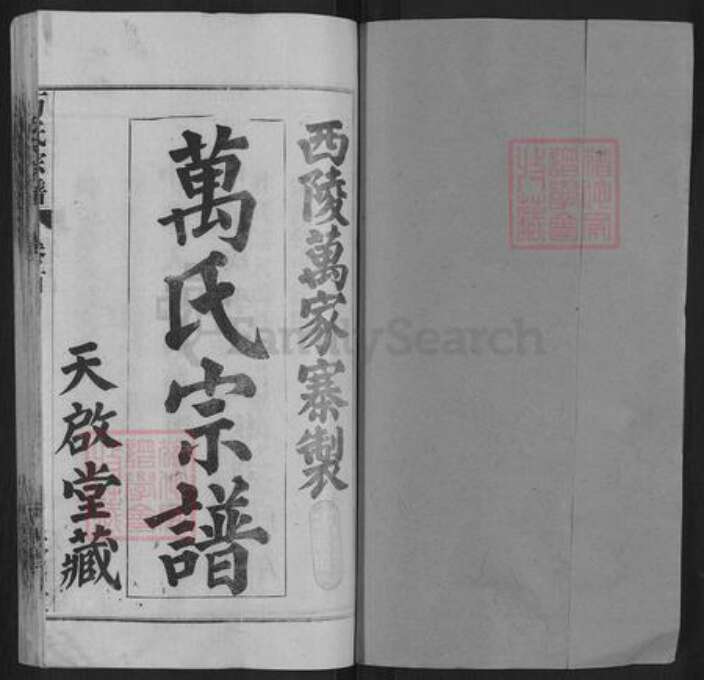 湖北省武汉市黄陂区万氏天启堂族谱-万氏宗谱.pdf电子版预览图1