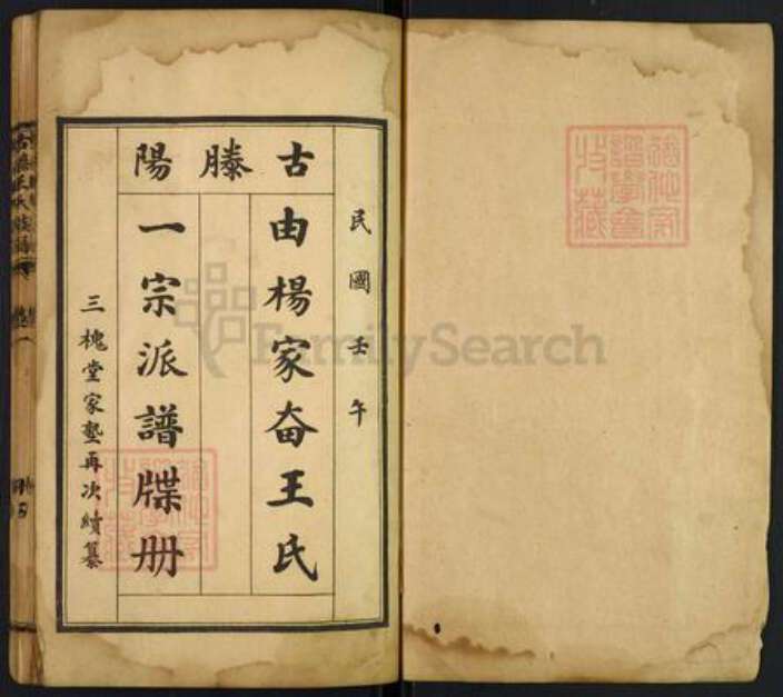 山东省枣庄市滕州市王氏三槐堂族谱-古滕阳由杨家奋王氏一宗派谱碟册.pdf电子版预览图1