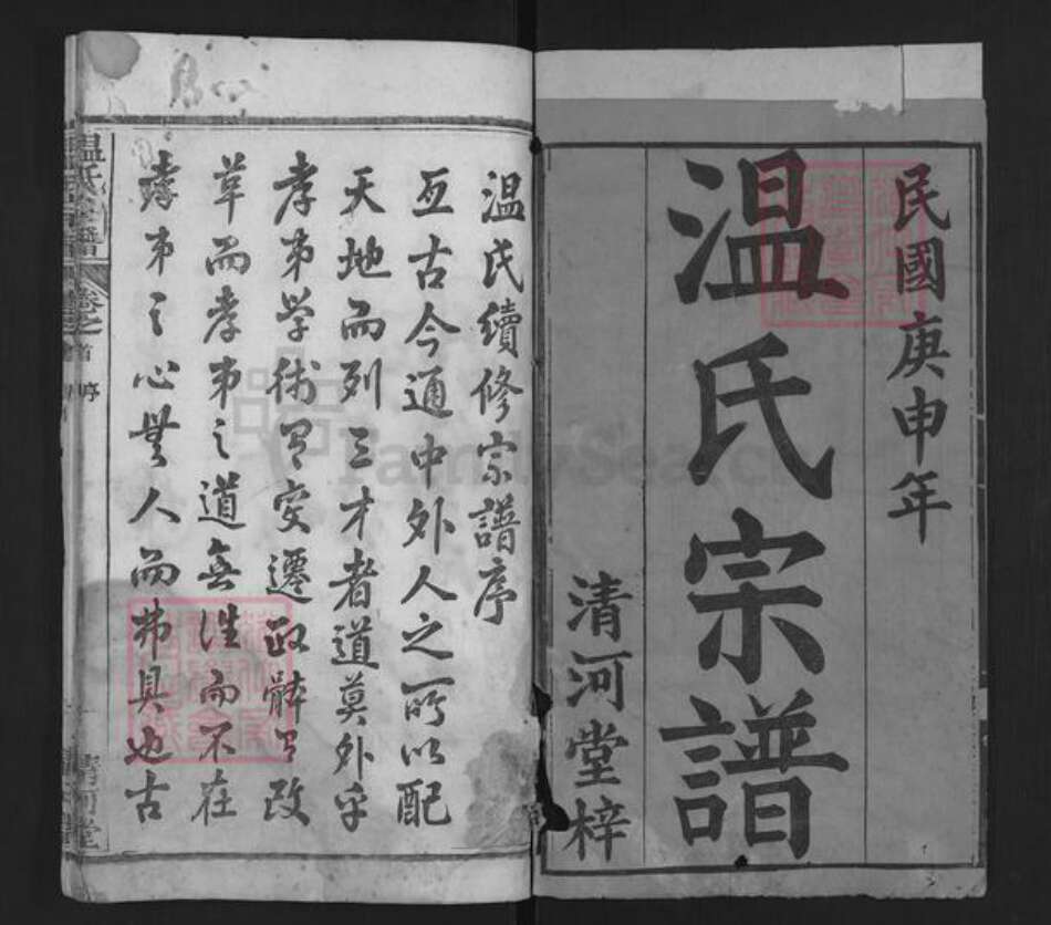 湖北省武汉市新洲区温氏清河堂族谱-温氏宗谱.pdf电子版预览图1