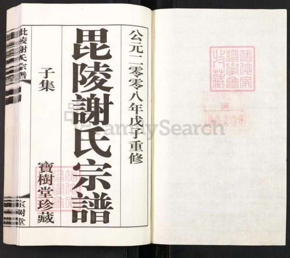 江苏省常州市新北区罗溪镇谢氏宝树堂族谱-毘陵谢氏宗谱.pdf电子版预览图1