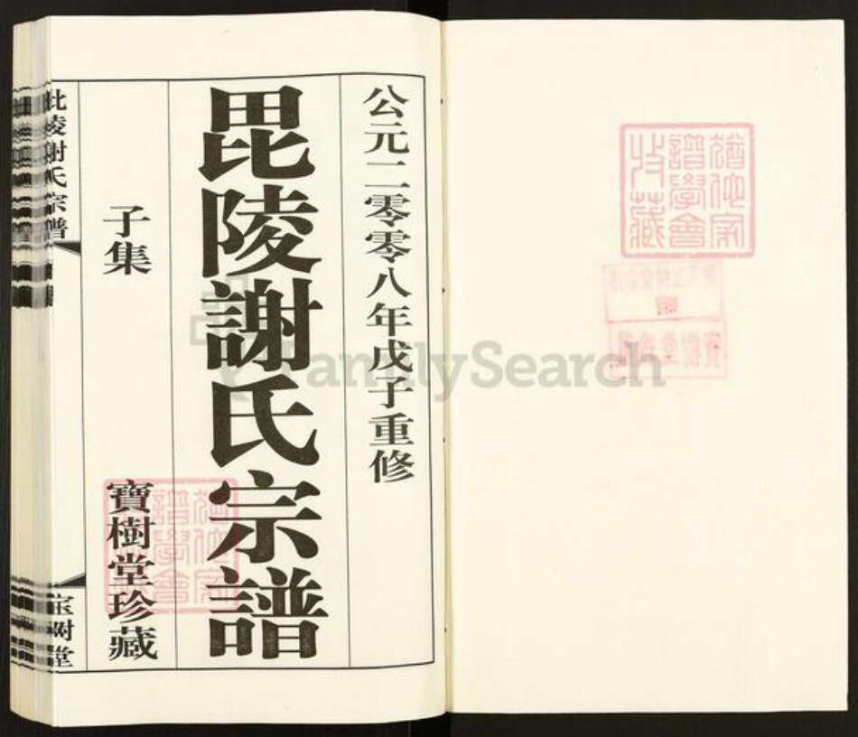 江苏省常州市谢氏宝树堂族谱-毗陵谢氏宗谱.pdf电子版预览图1