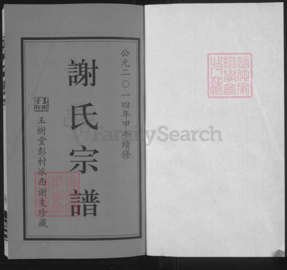 江苏省常州市武进县谢氏玉树堂族谱-谢氏宗谱.pdf电子版预览图1