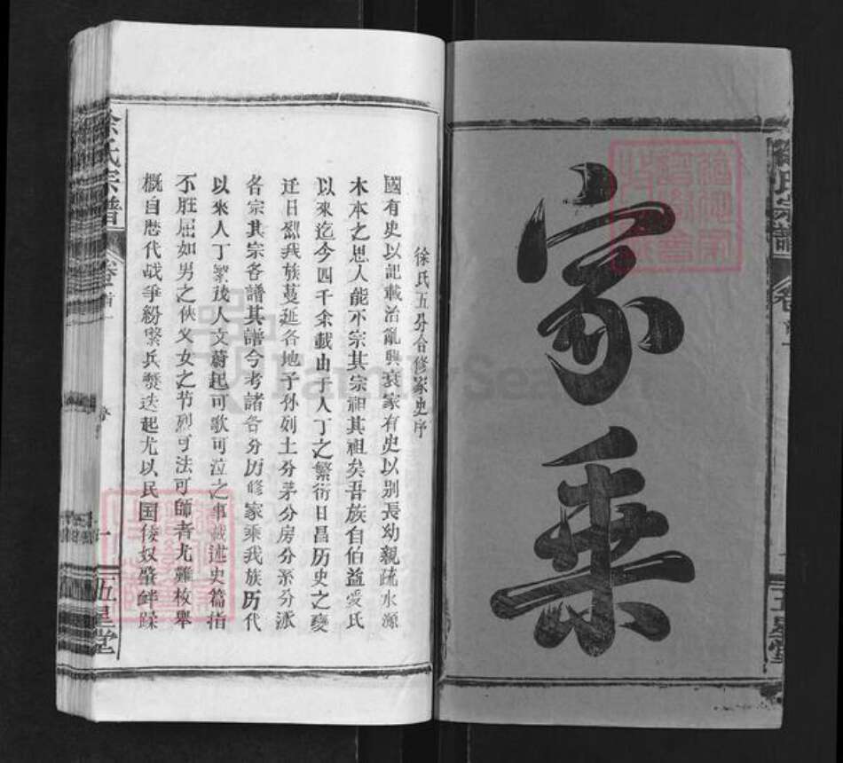 湖北省黄冈市蕲春县徐氏五星堂族谱-徐氏宗谱.pdf电子版预览图1