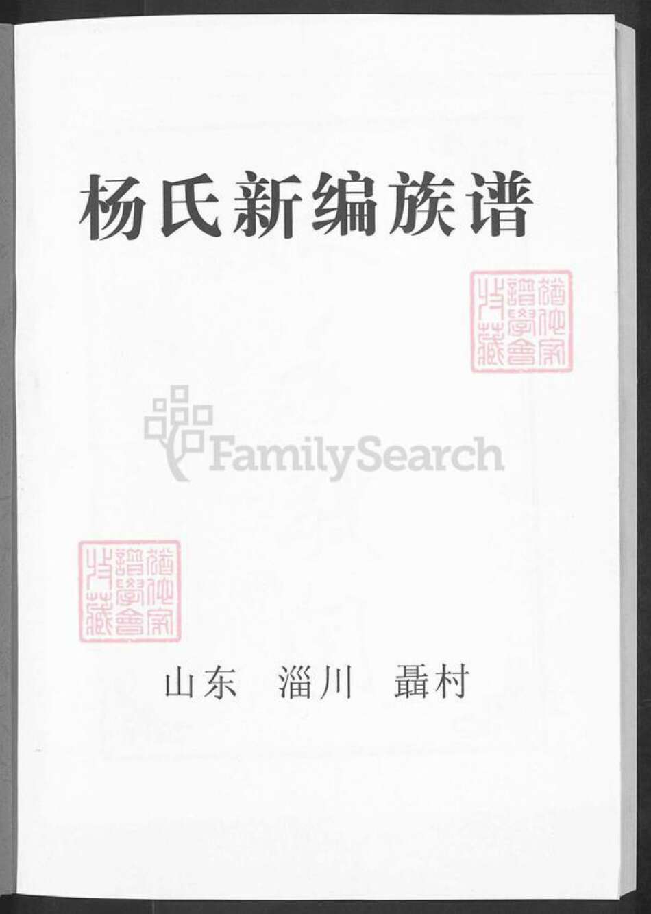 山东省淄博市淄川区杨氏族谱-杨氏新编族谱.pdf电子版预览图1