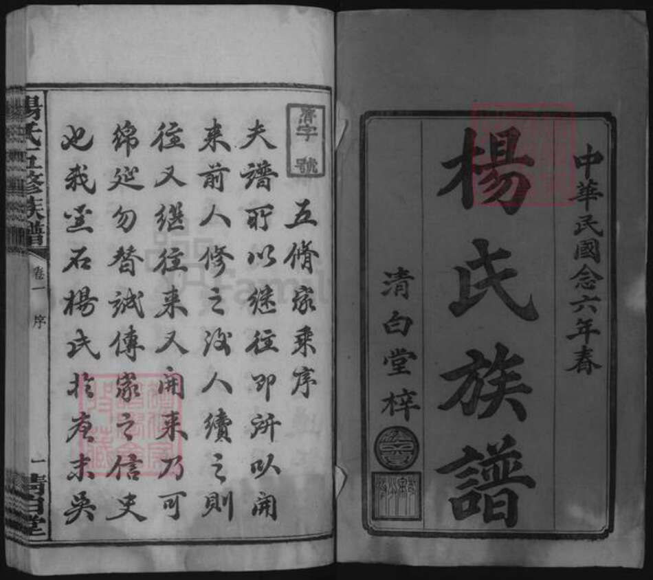 湖南省湘潭市湘乡市湘乡杨氏族谱-杨氏五修族谱 [4卷].pdf电子版预览图1