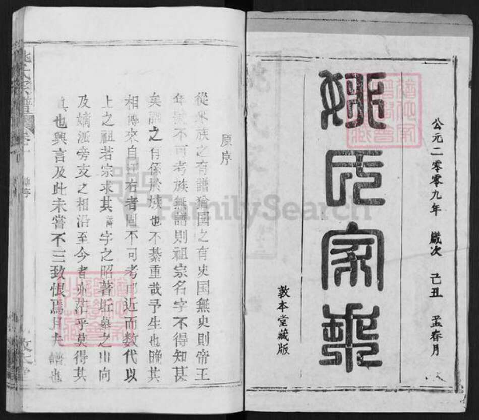 湖北省武汉市新洲区姚氏敦本堂族谱-姚氏家乘.pdf电子版预览图1