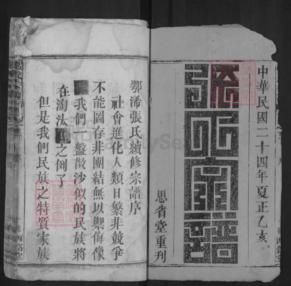 湖北省黄冈市浠水县清泉镇张氏丙铬堂族谱-鄂浠张氏宗谱.pdf电子版预览图1