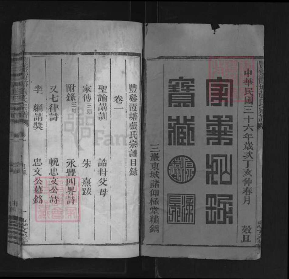 江西省上饶市广丰区张氏忠文堂族谱-丰谿霞塘张氏宗谱.pdf电子版预览图1