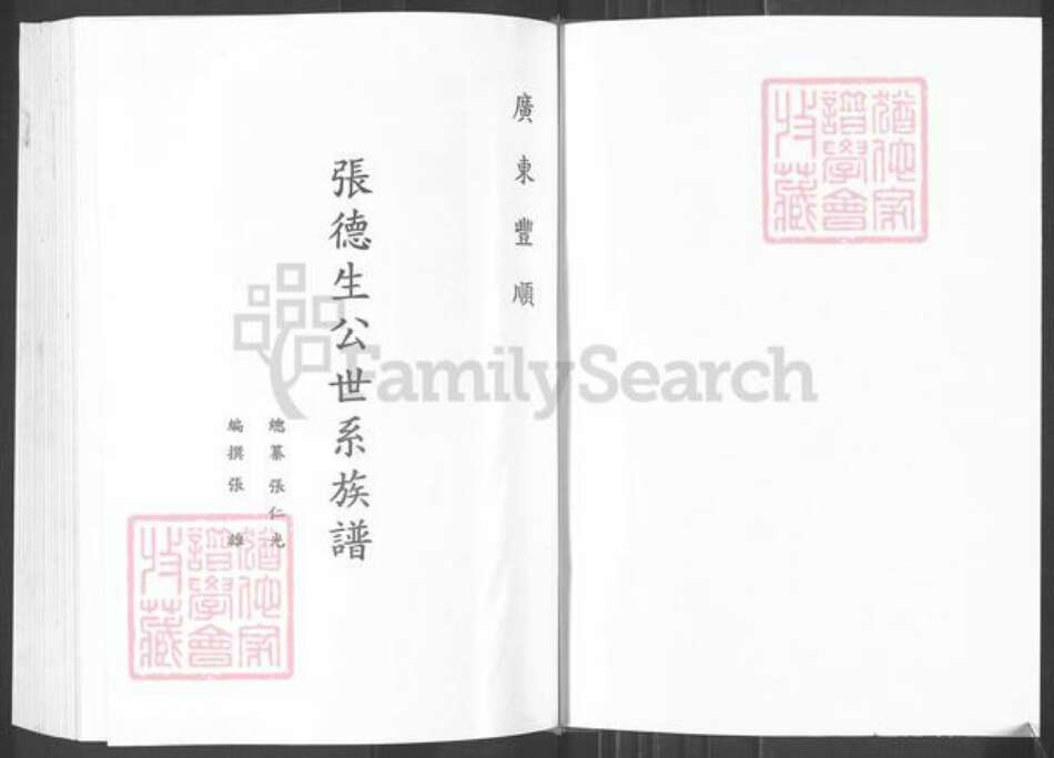 广东省梅州市丰顺县埔寨镇张氏族谱-张德生公世系族谱.pdf电子版预览图1