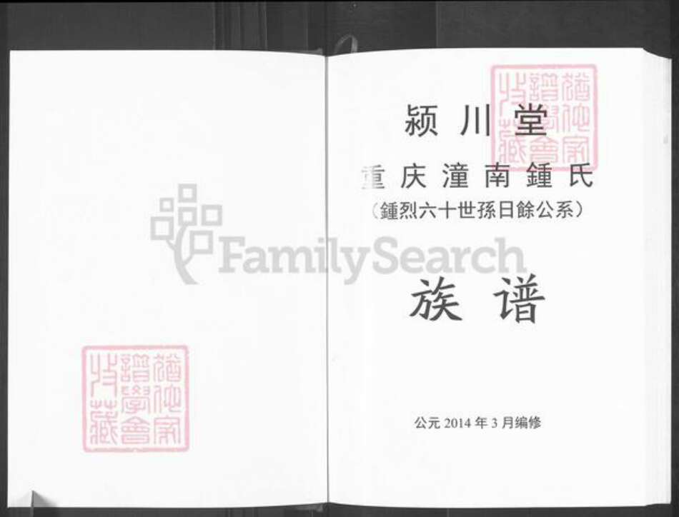 重庆市江津区先锋镇钟氏颖川堂族谱-钟氏族谱.pdf电子版预览图1