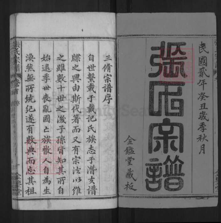 湖北省黄冈市麻城市张氏金鉴堂族谱-张氏宗谱.pdf电子版预览图1