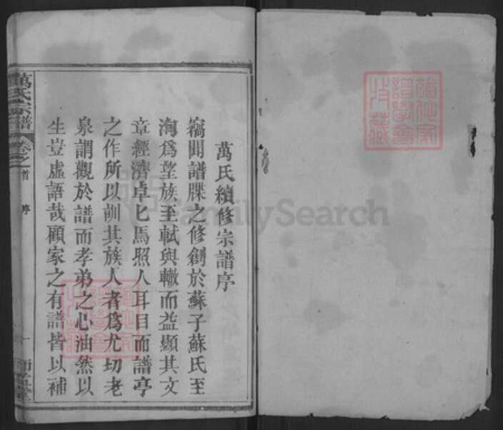 湖北省武汉市黄陂区万氏师孟堂族谱-万氏宗谱.pdf电子版预览图1