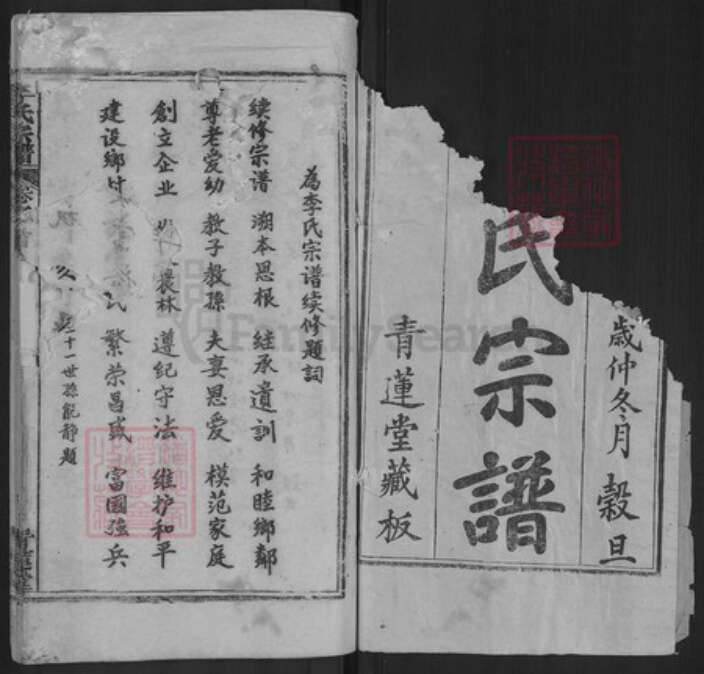 湖北省黄冈市麻城市李氏青莲堂族谱-李氏宗谱.pdf电子版预览图1