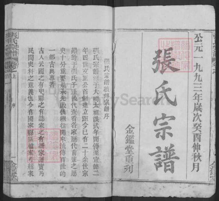 湖北省武汉市新洲区张氏金鉴堂族谱-黄冈张氏宗谱.pdf电子版预览图1
