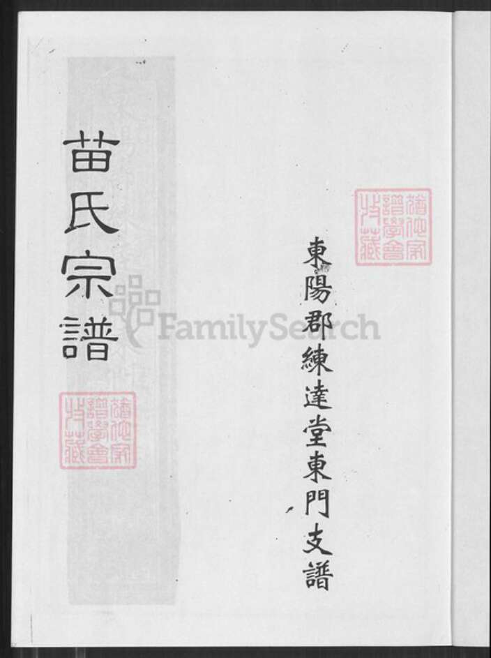 浙江省杭州市临安区区临安苗氏练达堂族谱-苗氏宗谱.东阳郡练达堂东门支谱.pdf电子版预览图1