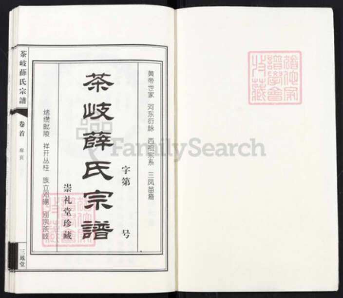 江苏省无锡市江阴市薛氏三凤堂族谱-茶岐薛氏宗谱.pdf电子版预览图1