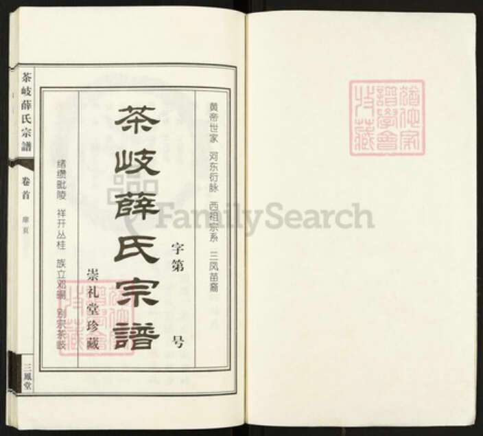 江苏省无锡市江阴市南闸街道薛氏三凤堂族谱-茶岐薛氏宗谱.pdf电子版预览图1