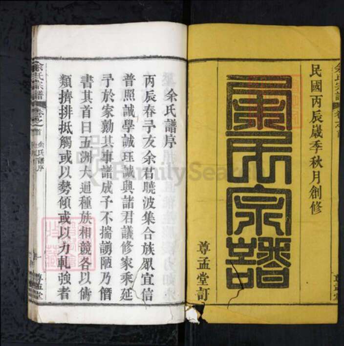 湖北省武汉市新洲区余氏族谱-余氏宗谱[4卷首1卷].pdf电子版预览图1