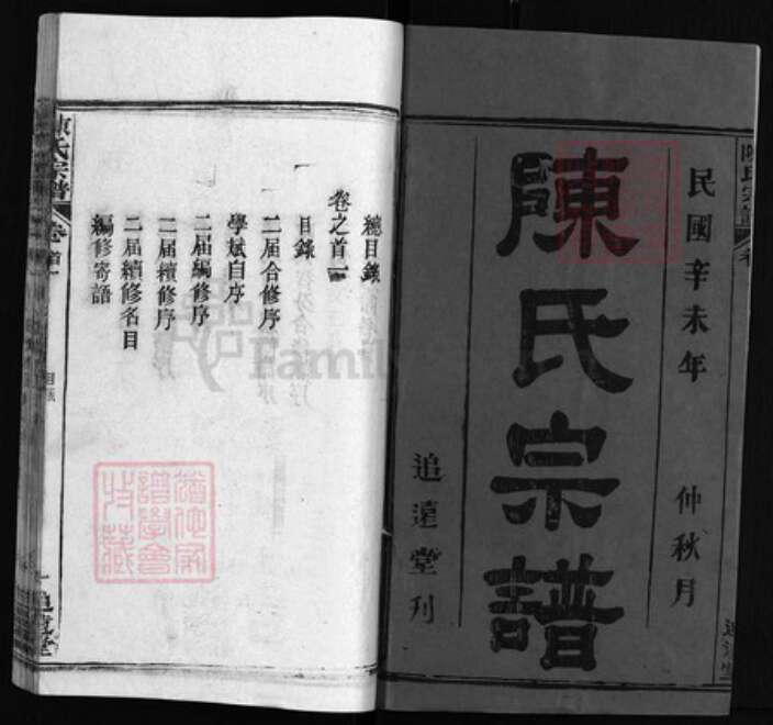 湖北省黄冈市陈氏族谱-陈氏宗谱 [22卷, 首2卷].pdf电子版预览图1