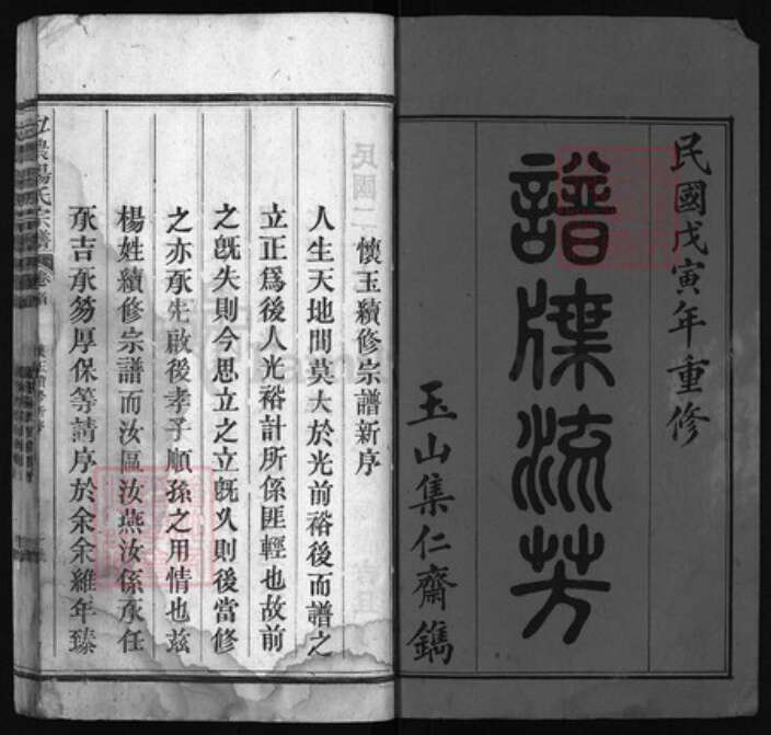 浙江省衢州开化县江西省上饶市玉山县杨氏族谱-弘农杨氏宗谱 [8卷含首1卷].pdf电子版预览图1