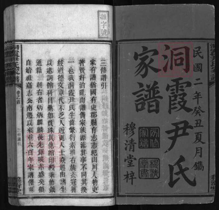 湖南省邵阳市邵阳县尹氏族谱-洞霞尹氏家谱 [2卷,首1卷].pdf电子版预览图1