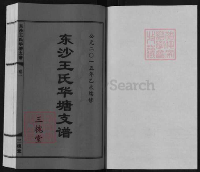 江苏省无锡市江阴市徐霞客镇王氏三槐堂族谱-东沙王氏华塘支谱.pdf电子版预览图1